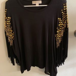 Black Michael Kors shirt with gold detail.